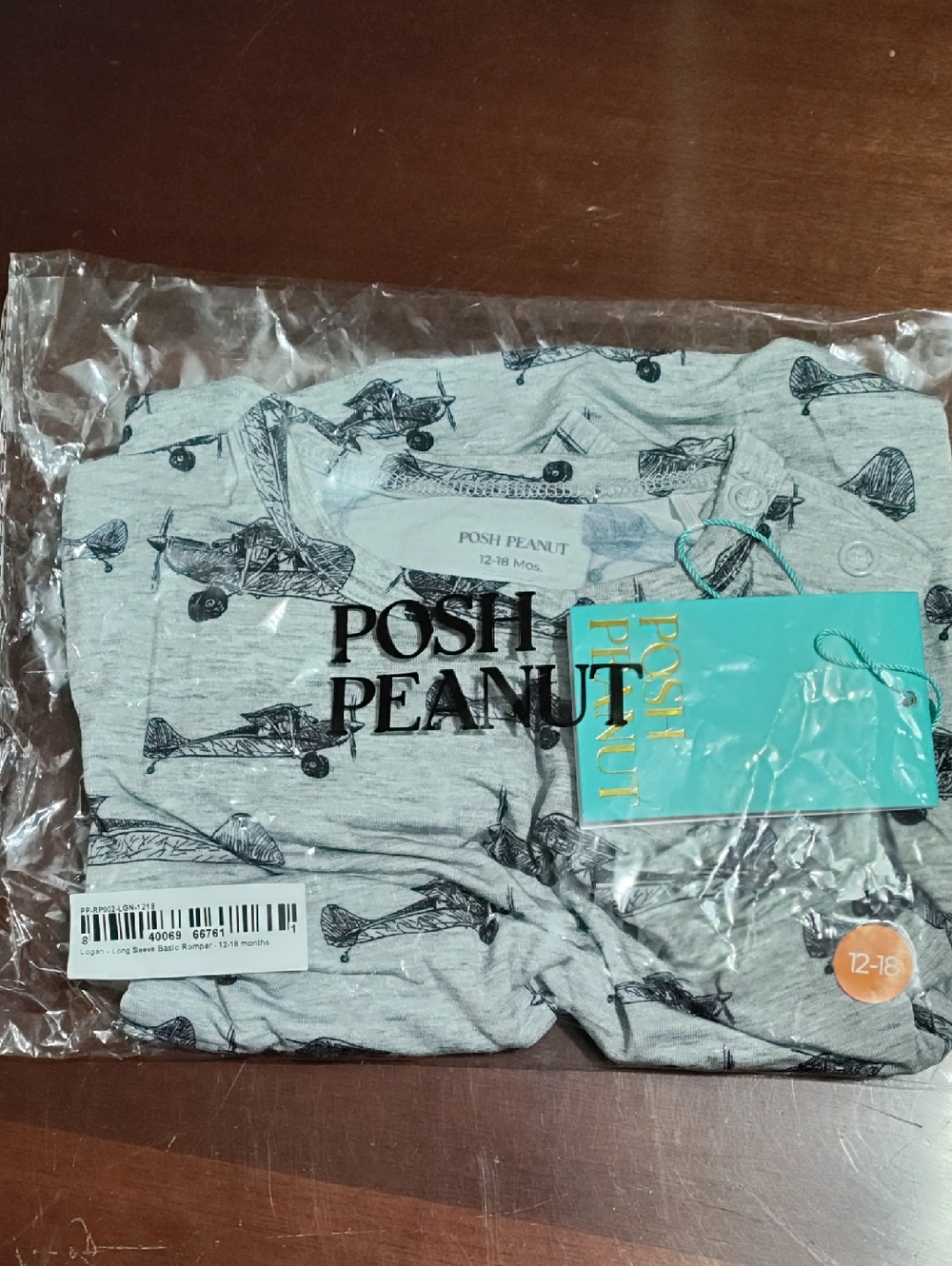 NEW! Posh Peanut Bamboo Gray Logan Airplane Print One-Piece